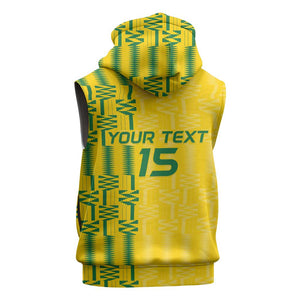 Custom Zimbabwe Football Sleeveless Zip Hoodie Come On Warriors - Kente Pattern - African Pride