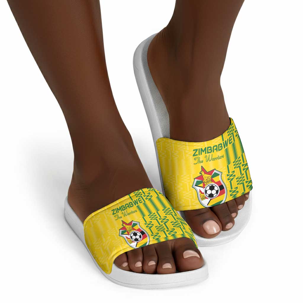 Zimbabwe Football Slide Sandals Come On Warriors - Kente Pattern - African Pride