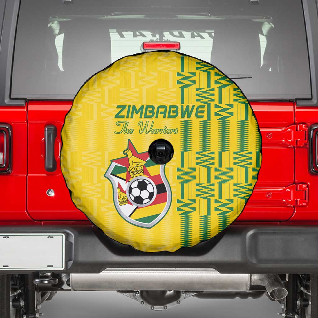 Zimbabwe Football Spare Tire Cover Come On Warriors - Kente Pattern - African Pride
