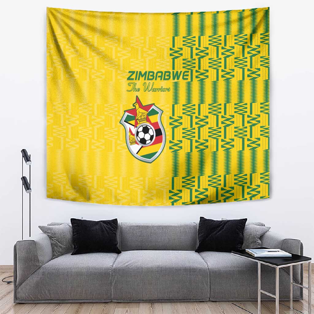 Zimbabwe Football Tapestry Come On Warriors - Kente Pattern - African Pride