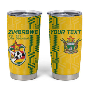 Custom Zimbabwe Football Tumbler Cup Come On Warriors - Kente Pattern - African Pride