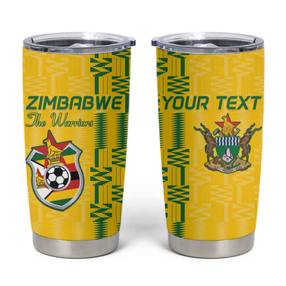 Custom Zimbabwe Football Tumbler Cup Come On Warriors - Kente Pattern - African Pride