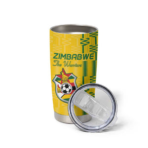 Custom Zimbabwe Football Tumbler Cup Come On Warriors - Kente Pattern - African Pride