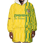 Custom Zimbabwe Football Wearable Blanket Hoodie Come On Warriors - Kente Pattern - African Pride