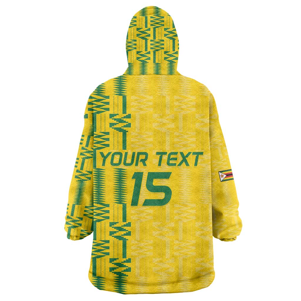 Custom Zimbabwe Football Wearable Blanket Hoodie Come On Warriors - Kente Pattern - African Pride