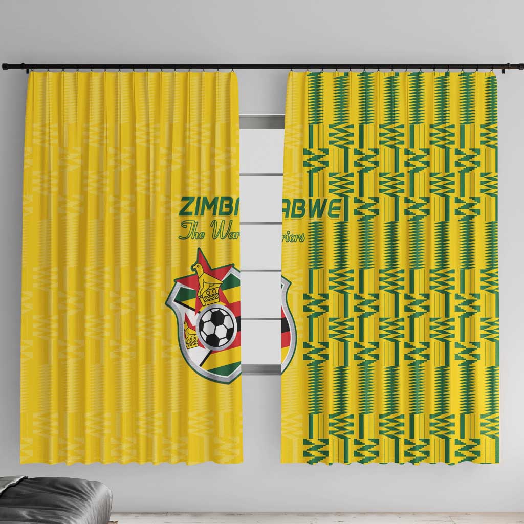 Zimbabwe Football Window Curtain Come On Warriors - Kente Pattern - African Pride