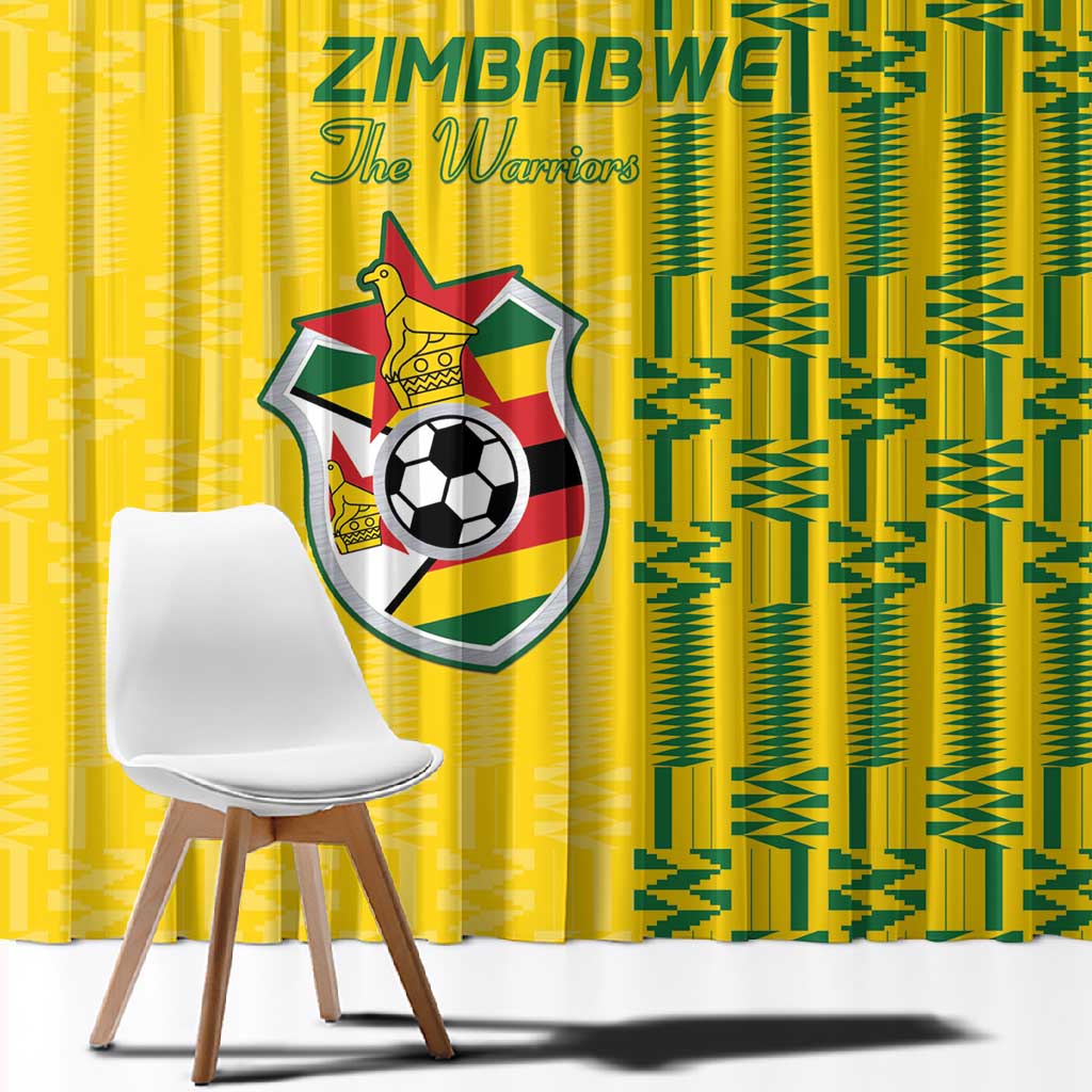 Zimbabwe Football Window Curtain Come On Warriors - Kente Pattern - African Pride
