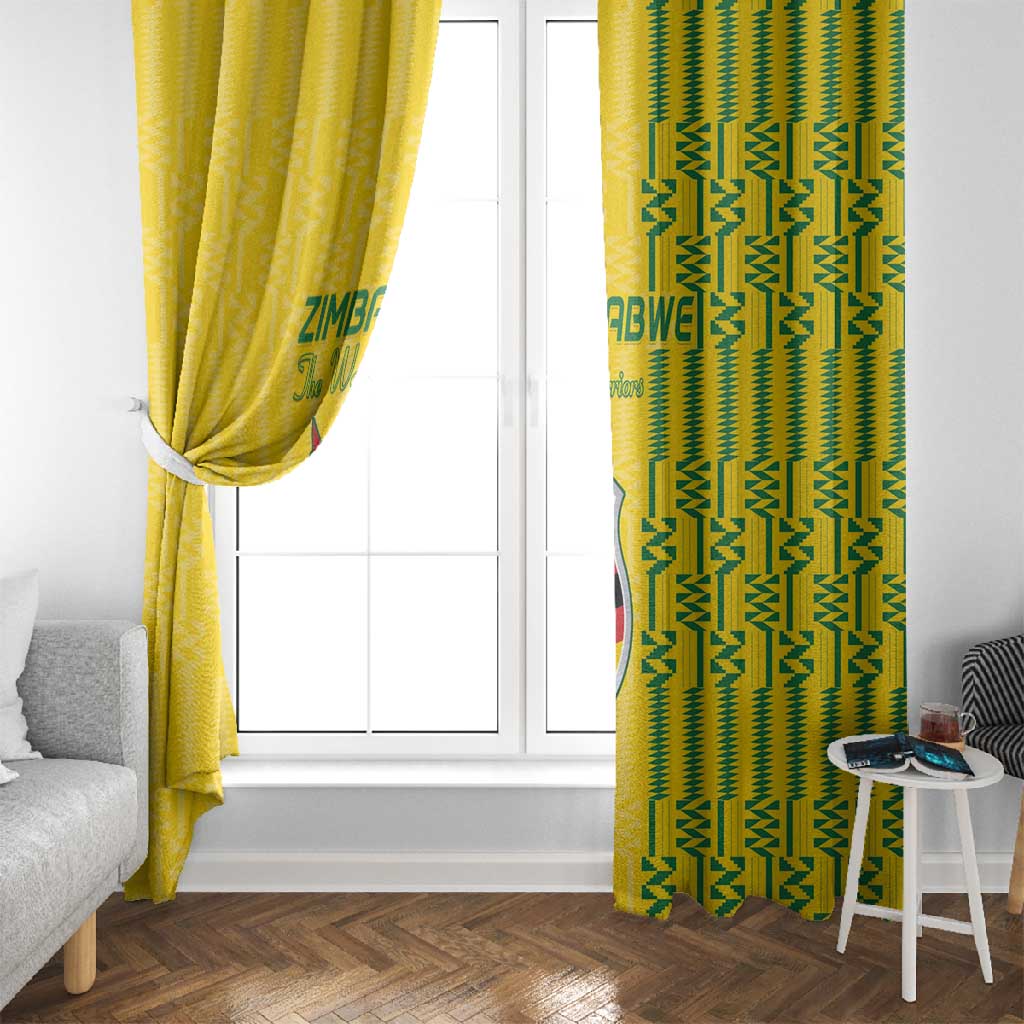 Zimbabwe Football Window Curtain Come On Warriors - Kente Pattern - African Pride