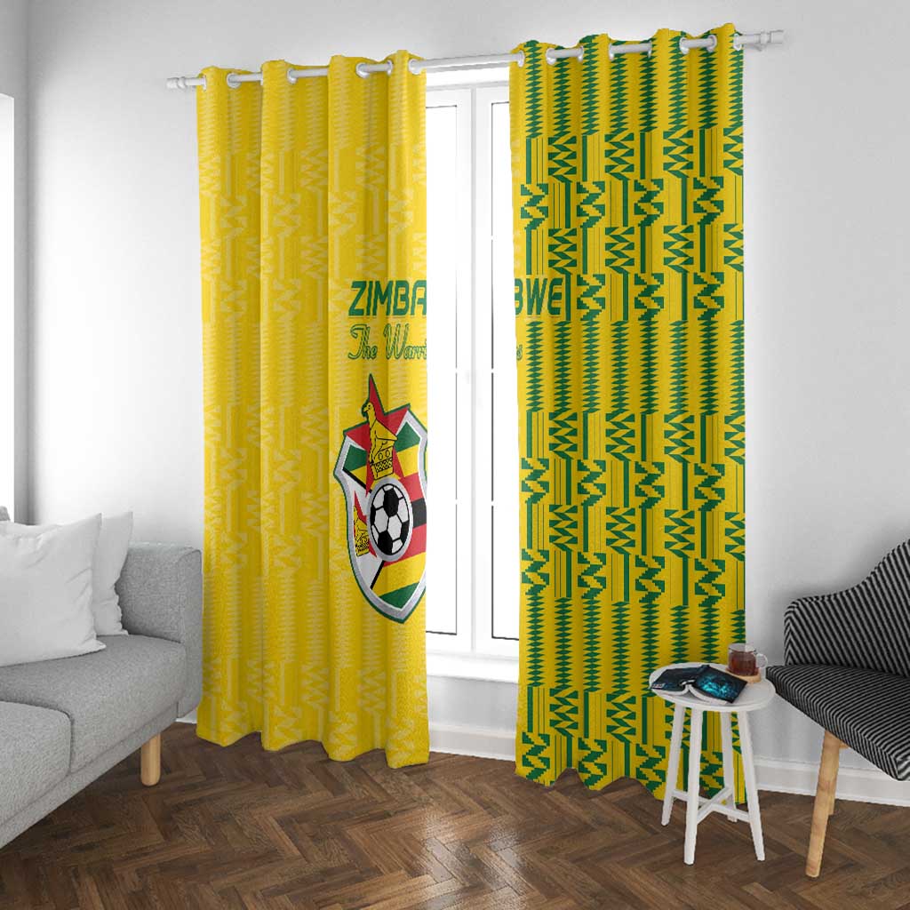 Zimbabwe Football Window Curtain Come On Warriors - Kente Pattern - African Pride