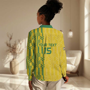 Custom Zimbabwe Football Women Casual Shirt Come On Warriors - Kente Pattern - African Pride