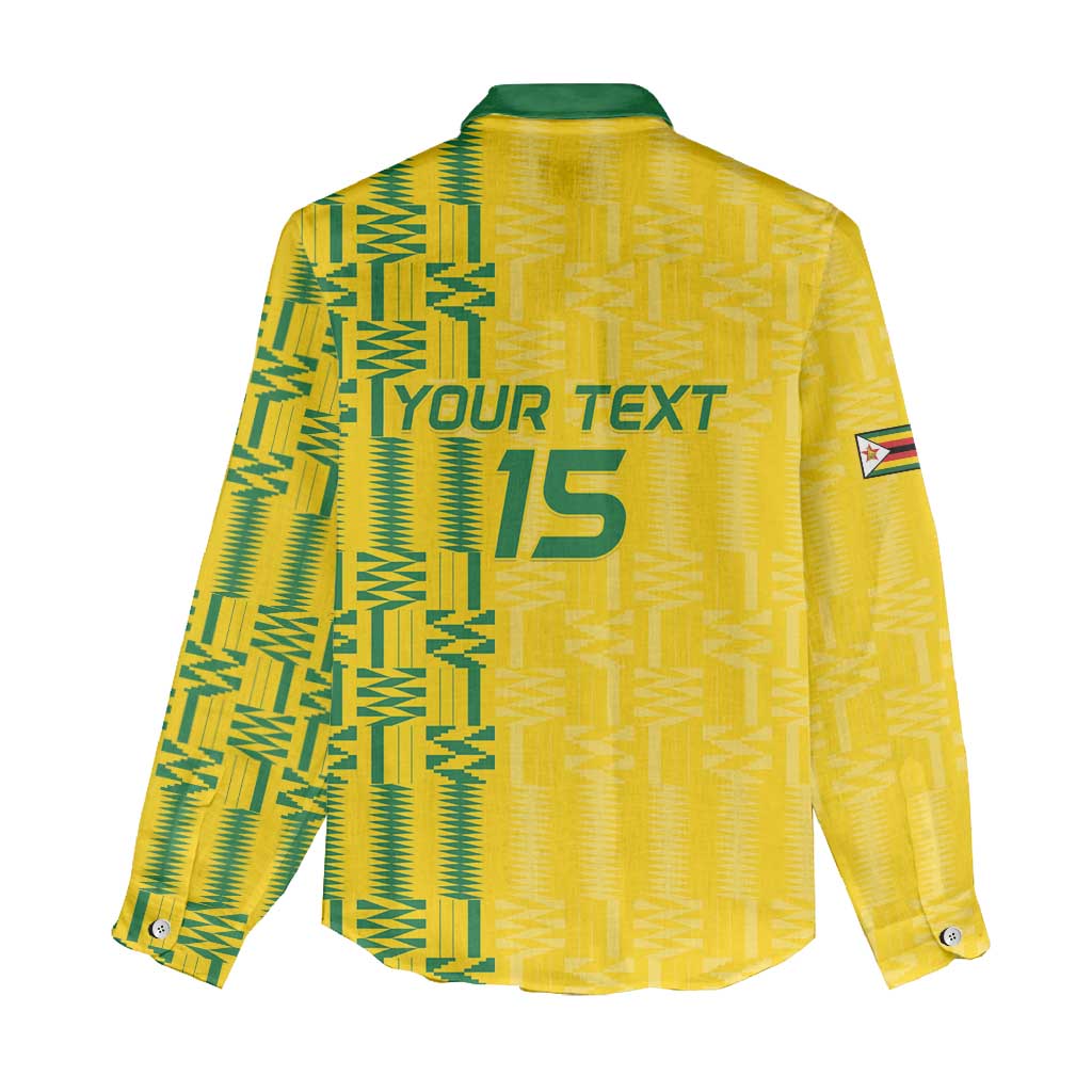 Custom Zimbabwe Football Women Casual Shirt Come On Warriors - Kente Pattern - African Pride
