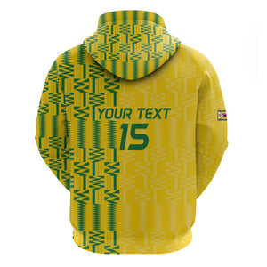 Custom Zimbabwe Football Zip Hoodie Come On Warriors - Kente Pattern - African Pride