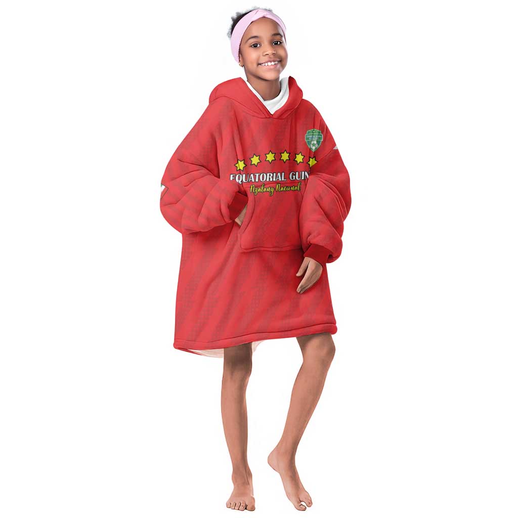 Custom Equatorial Guinea Football Kid Wearable Blanket Hoodie Go Nzalang Nacional Go - African Pride