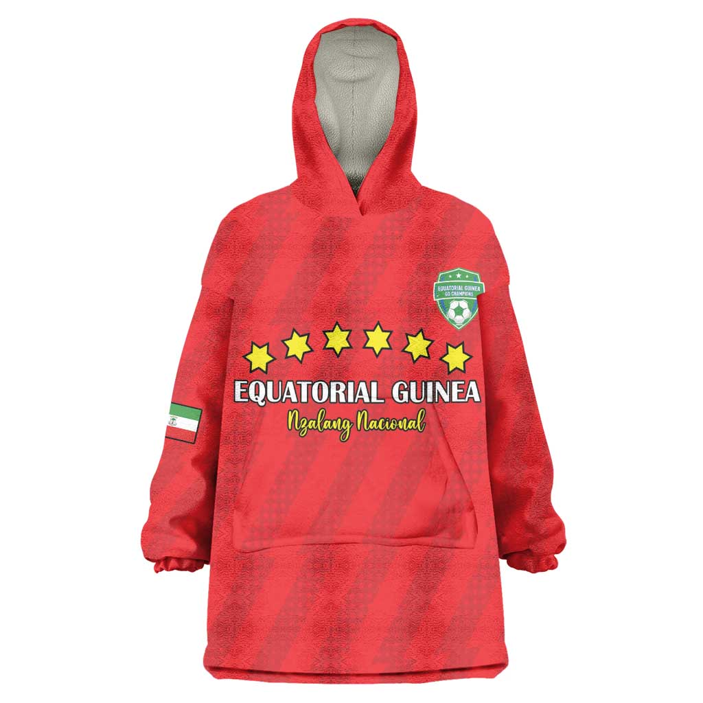 Custom Equatorial Guinea Football Kid Wearable Blanket Hoodie Go Nzalang Nacional Go - African Pride