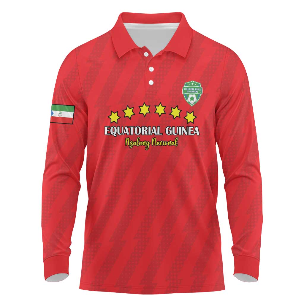 Custom Equatorial Guinea Football Long Sleeve Polo Shirt Go Nzalang Nacional Go - African Pride