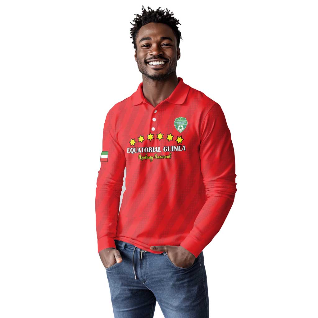Custom Equatorial Guinea Football Long Sleeve Polo Shirt Go Nzalang Nacional Go - African Pride