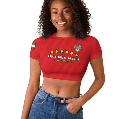 Custom Equatorial Guinea Football Raglan Cropped T shirt Go Nzalang Nacional Go - African Pride