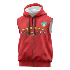 Custom Equatorial Guinea Football Sleeveless Zip Hoodie Go Nzalang Nacional Go - African Pride