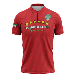 Custom Equatorial Guinea Football Zipper Polo Shirt Go Nzalang Nacional Go - African Pride
