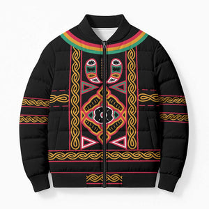 Cameroon Bamenda Bomber Puffer Jacket Toghu Traditional Pattern