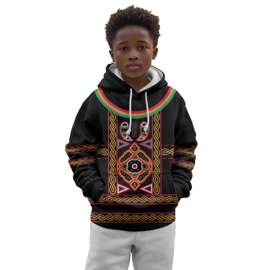 Cameroon Bamenda Kid Hoodie Toghu Traditional Pattern