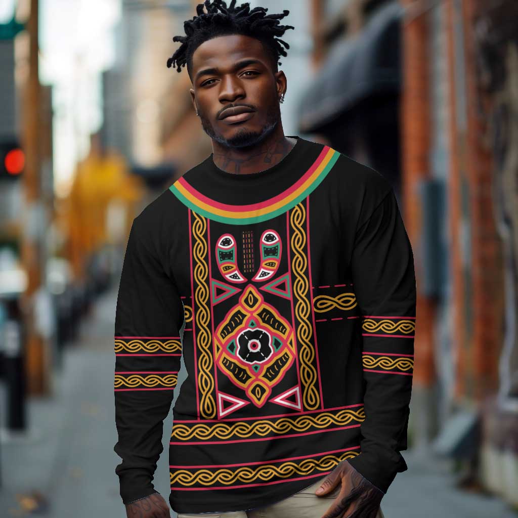 Cameroon Bamenda Long Sleeve Shirt Toghu Traditional Pattern