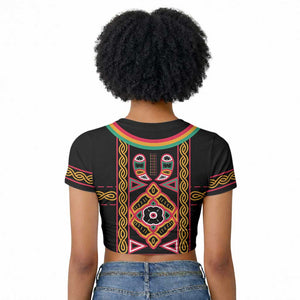 Cameroon Bamenda Raglan Cropped T shirt Toghu Traditional Pattern