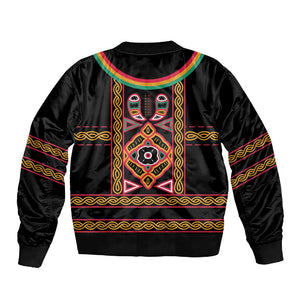 Cameroon Bamenda Sleeve Zip Bomber Jacket Toghu Traditional Pattern