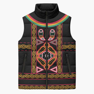 Cameroon Bamenda Sleeveless Puffer Jacket Toghu Traditional Pattern