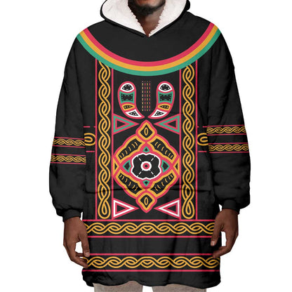 Cameroon Bamenda Wearable Blanket Hoodie Toghu Traditional Pattern