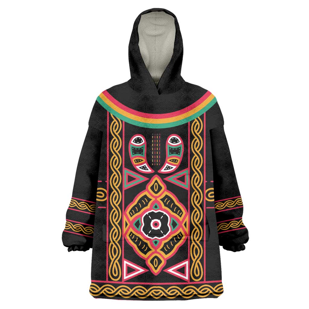 Cameroon Bamenda Wearable Blanket Hoodie Toghu Traditional Pattern