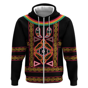 Cameroon Bamenda Zip Hoodie Toghu Traditional Pattern