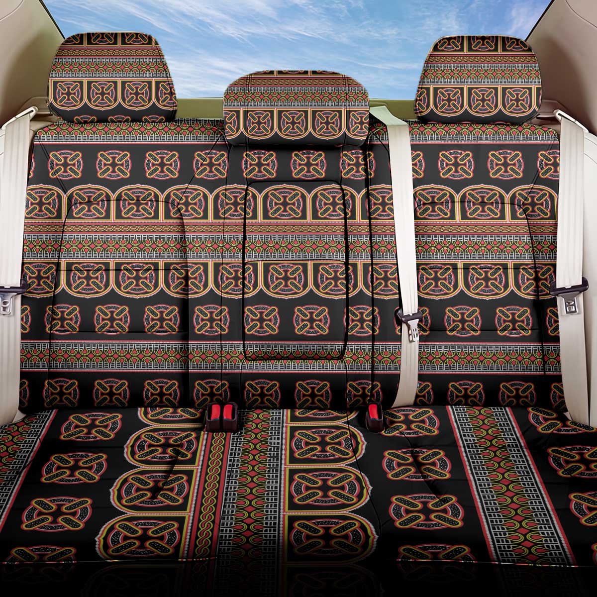 Bamenda Toghu Back Car Seat Cover Cameroon Traditional Pattern