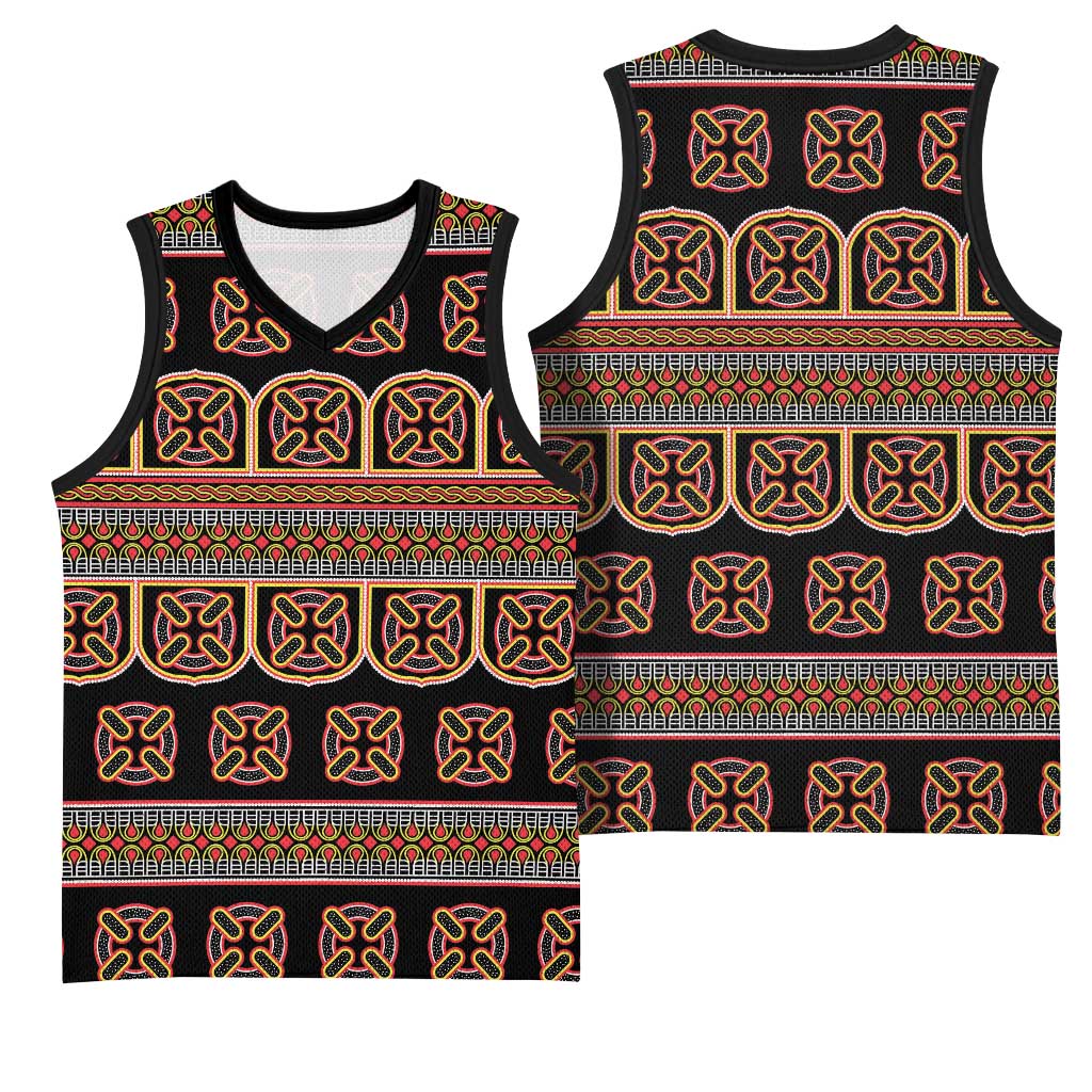 Bamenda Toghu Basketball Jersey Cameroon Traditional Pattern
