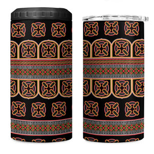 Bamenda Toghu 4 in 1 Can Cooler Tumbler Cameroon Traditional Pattern