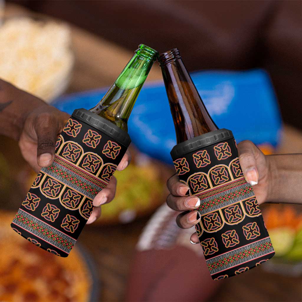 Bamenda Toghu 4 in 1 Can Cooler Tumbler Cameroon Traditional Pattern