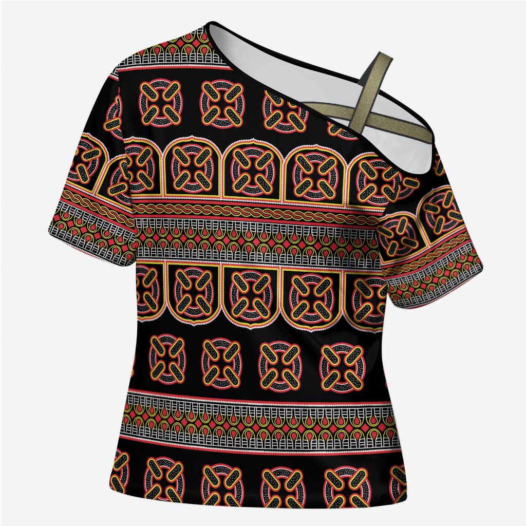 Bamenda Toghu Cross Shoulder Shirt Cameroon Traditional Pattern
