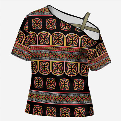 Bamenda Toghu Cross Shoulder Shirt Cameroon Traditional Pattern