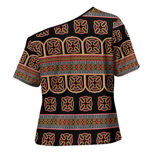 Bamenda Toghu Cross Shoulder Shirt Cameroon Traditional Pattern