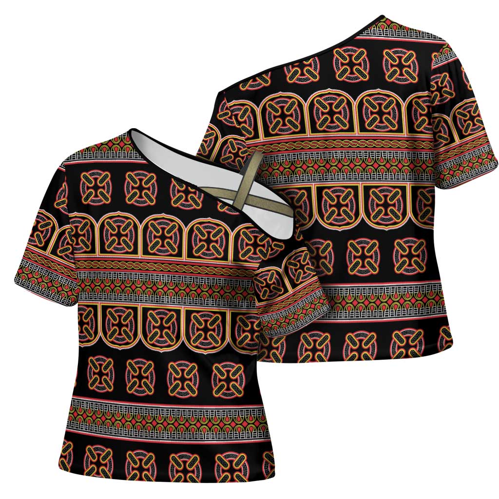 Bamenda Toghu Cross Shoulder Shirt Cameroon Traditional Pattern