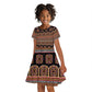 Bamenda Toghu Kid Short Sleeve Dress Cameroon Traditional Pattern