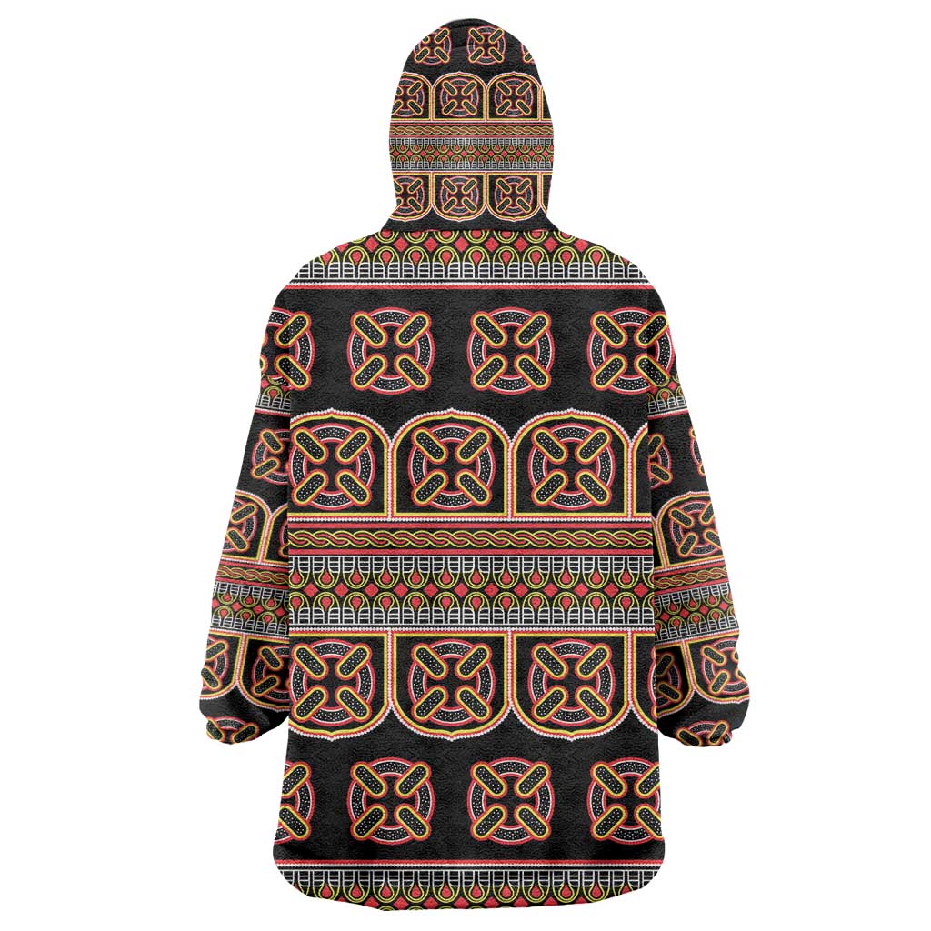 Bamenda Toghu Kid Wearable Blanket Hoodie Cameroon Traditional Pattern