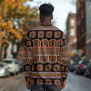 Bamenda Toghu Long Sleeve Shirt Cameroon Traditional Pattern