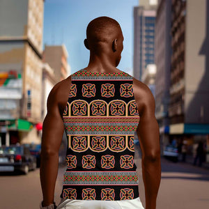 Bamenda Toghu Men Tank Top Cameroon Traditional Pattern