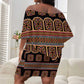 Bamenda Toghu Off Shoulder Short Dress Cameroon Traditional Pattern