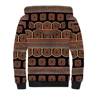 Bamenda Toghu Sherpa Hoodie Cameroon Traditional Pattern