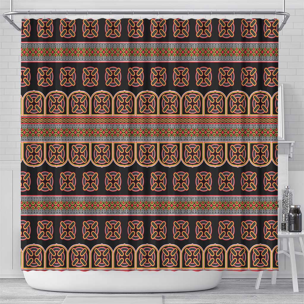 Bamenda Toghu Shower Curtain Cameroon Traditional Pattern