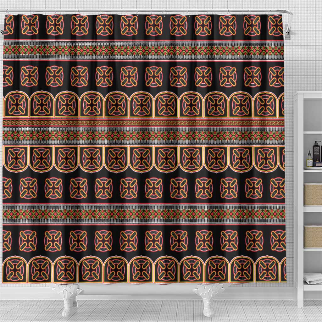 Bamenda Toghu Shower Curtain Cameroon Traditional Pattern