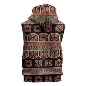 Bamenda Toghu Sleeveless Hoodie Cameroon Traditional Pattern