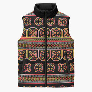 Bamenda Toghu Sleeveless Puffer Jacket Cameroon Traditional Pattern